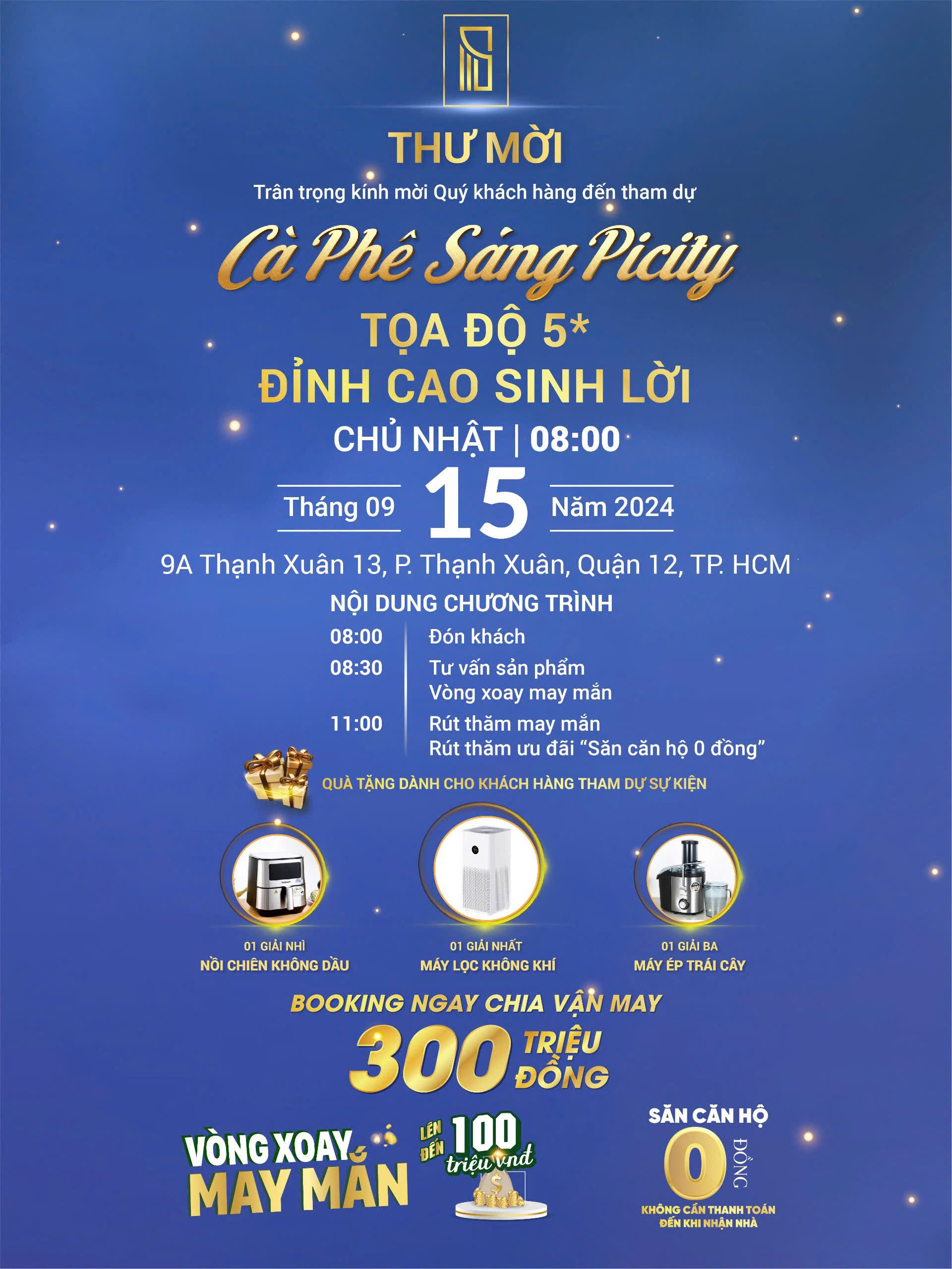 Phần quà may mắn tại Sự kiện Cafe Picity Sky Park ngày 15/9/2024