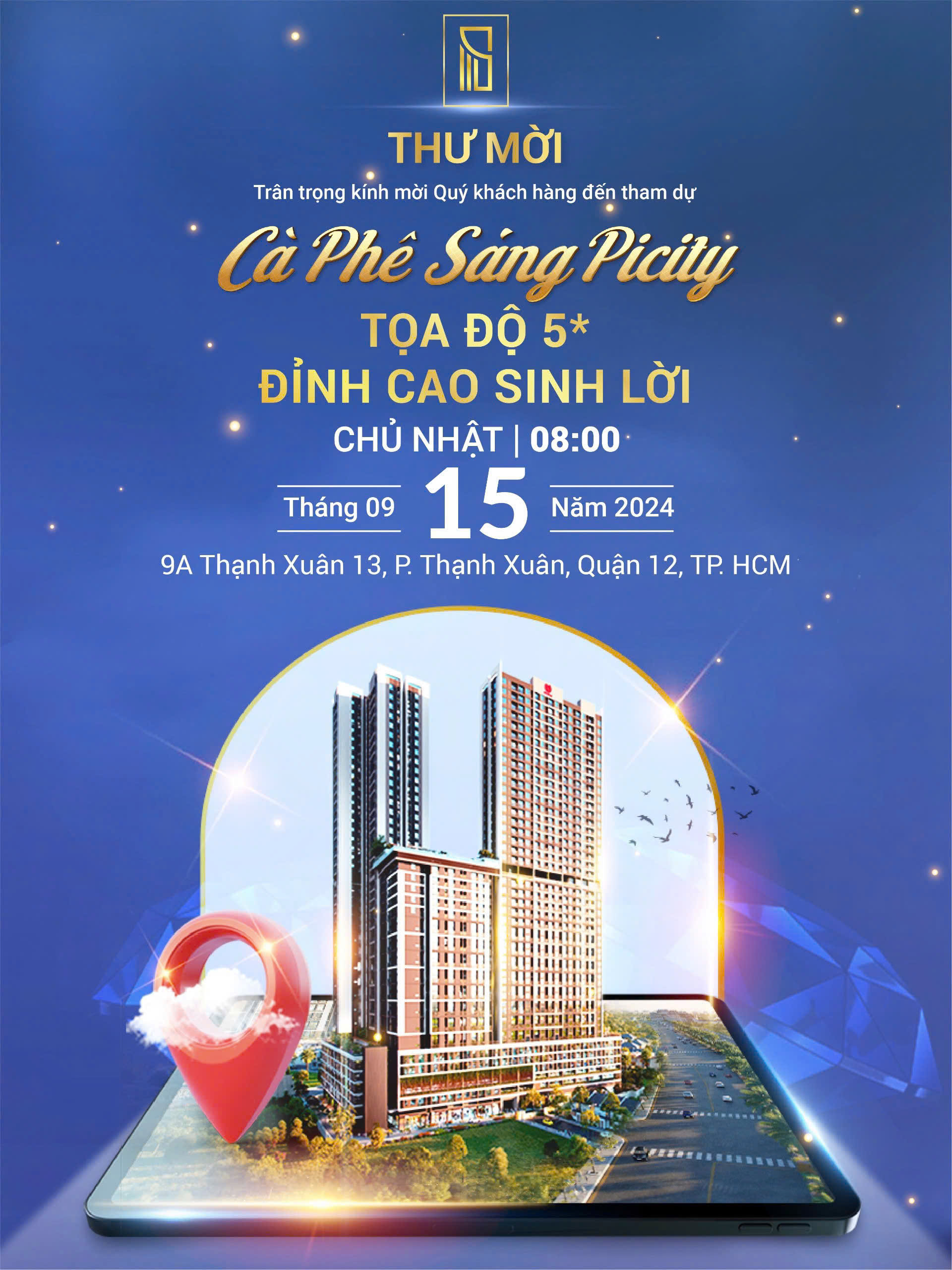 Thư mời Sự kiện Cafe Picity Sky Park ngày 15/9/2024