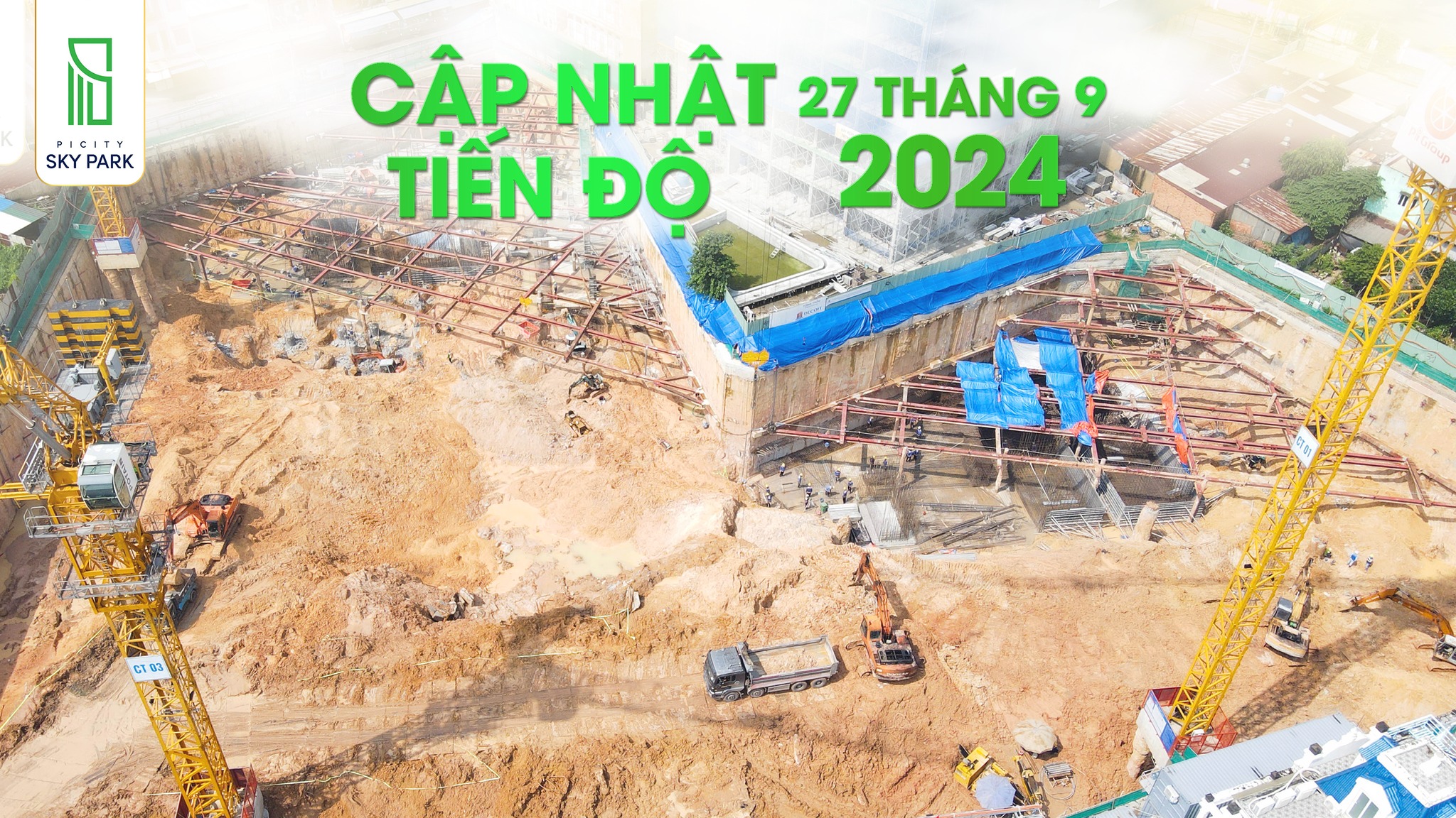 PiGroup cập nhật tiến độ xây dựng Picity SKy Park 27.9.2024